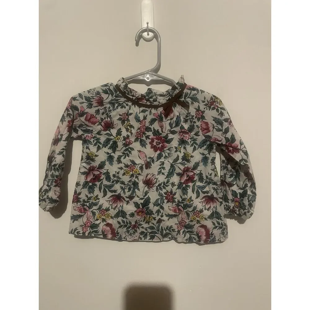 Janie & Jack Girls 12-18 Months Floral Long‎ Sleeve Blouse